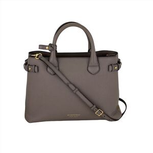 Burberry Banner House Check Leather Canvas Medium Hand Bag